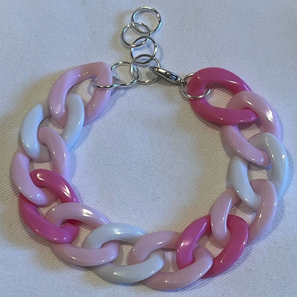 Handmade Pink Plastic Chain Link Bracelet
